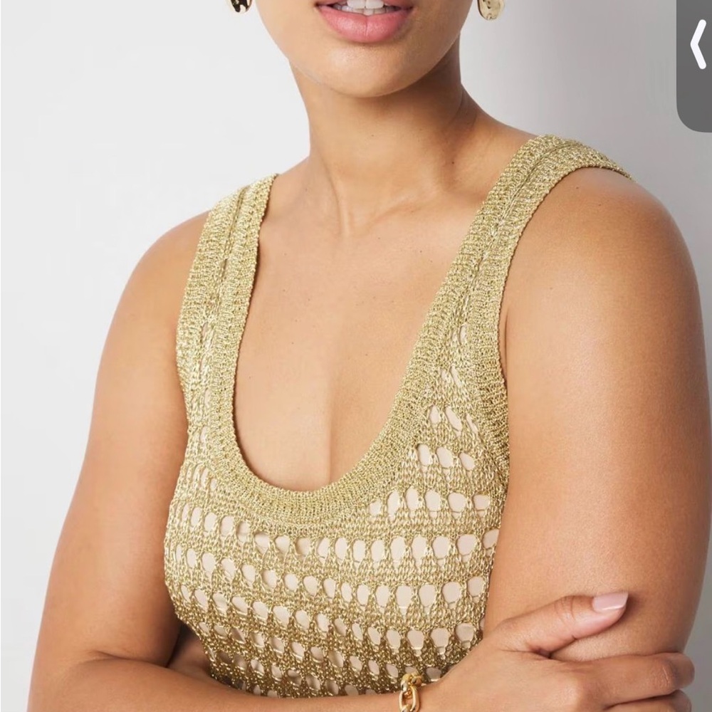 NWT WHBM size S Elegant Gold Knit Dress - Picture 5 of 7